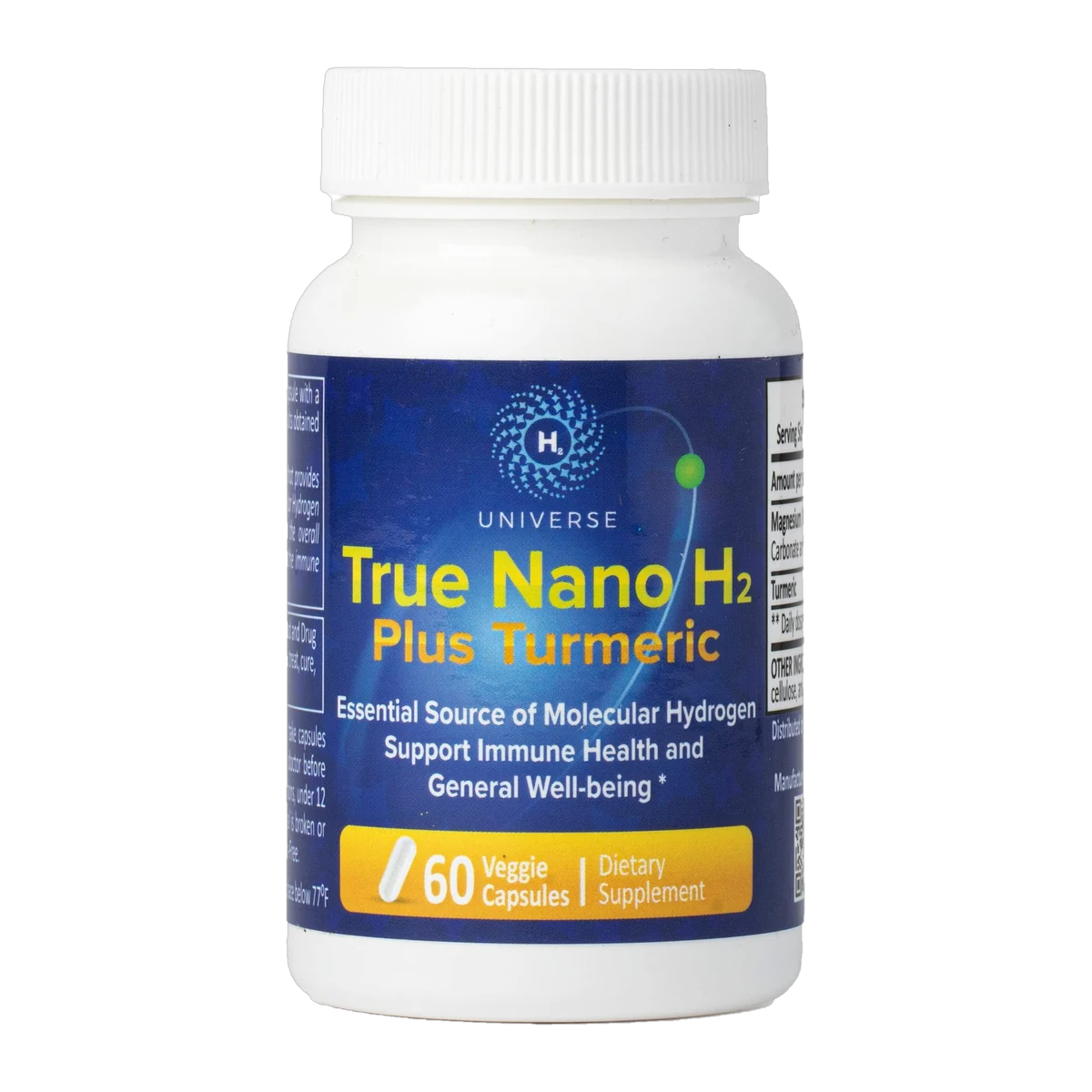 H₂ + Turmeric — molecular hydrogen capsules by H2 Universe, 60 count bottle