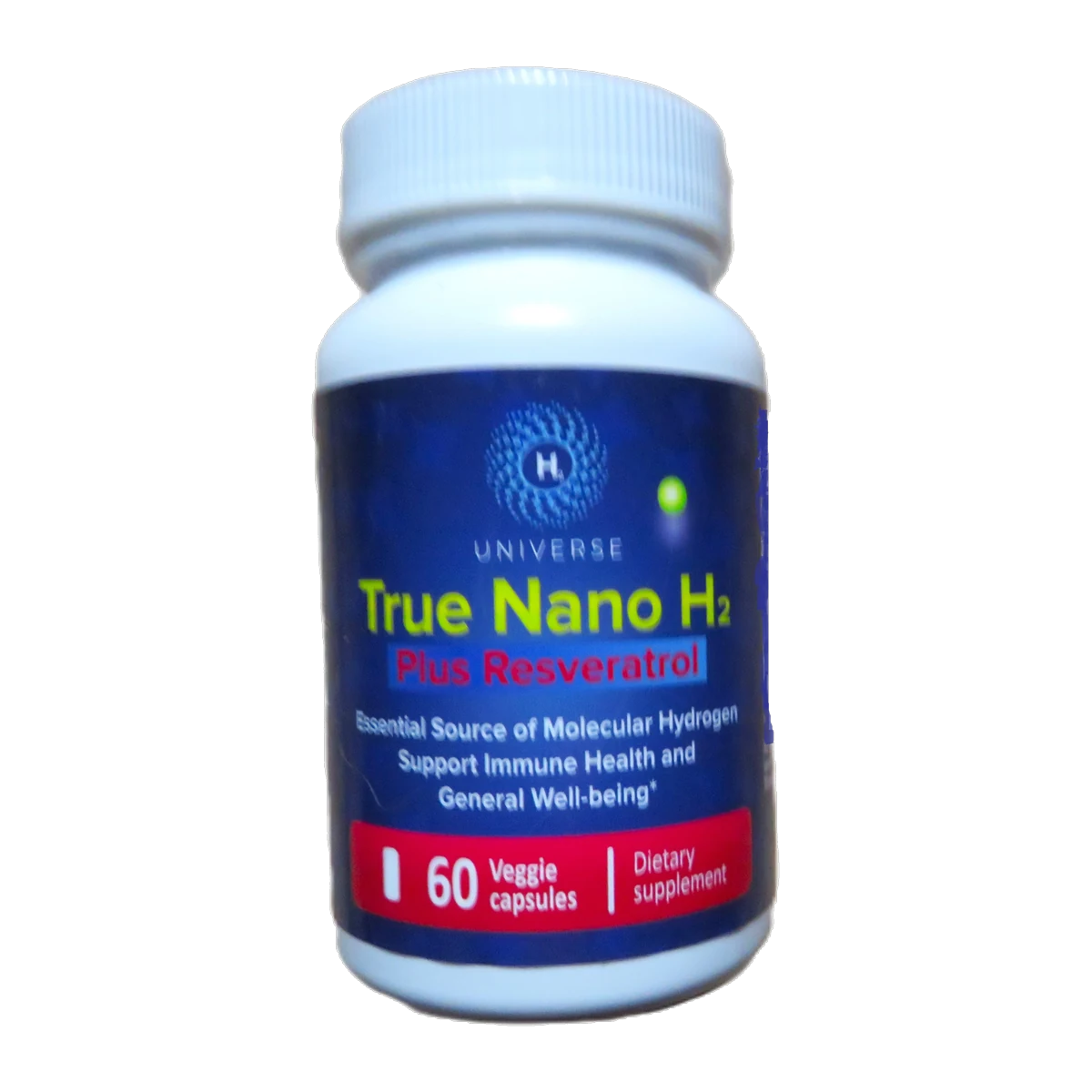 H₂ + Resveratrol — molecular hydrogen capsules by H2 Universe, 60 count bottle